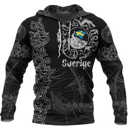 viking hoodie viking drakkar sweden, all over print hoodie zip hoodie fleece hoodi 3d, vikings tattoo hoodie 3d ka153