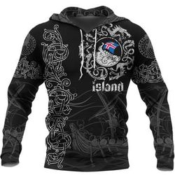 viking hoodie viking drakkar iceland , all over print hoodie zip hoodie fleece hoodi 3d, vikings tattoo hoodie 3d ka156