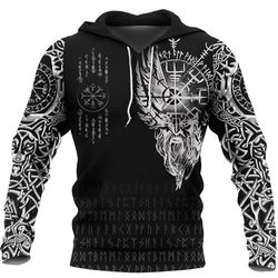 viking hoodie viking compass vegvisir, all over print hoodie zip hoodie fleece hoodi 3d, vikings tattoo hoodie 3d ka159