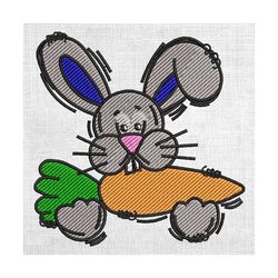 bunny loves carrot happy easter embroidery