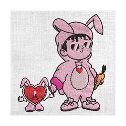 easter bunny costume sad heart boy embroidery