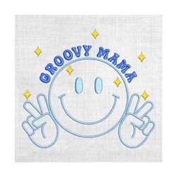groovy mama retro smiley mother day embroidery