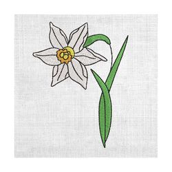 narcissus mother day floral embroidery