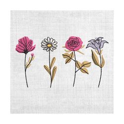 multiple small daisy mother day floral embroidery