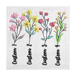 personalized name wildflower mother day floral embroidery