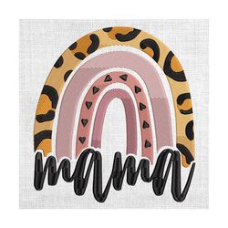 mama leopard rainbow retro mother day embroidery
