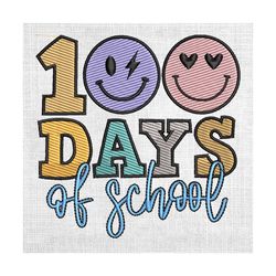 100 days of school love thunder smiley face embroidery