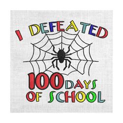 i defeated 100 days of school spider net embroidery