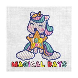 magical days unicorn rainbow 100 days of school embroidery
