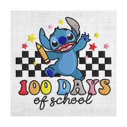100 days of school student stitch checkered embroidery