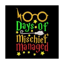 100 days of mischief managed harry potter school embroidery