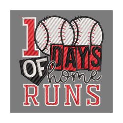 100 days of home runs sport baseball school day embroidery