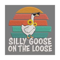 silly goose on the loose retro cool duck embroidery