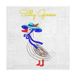 silly goose funny duck wearing hat embroidery