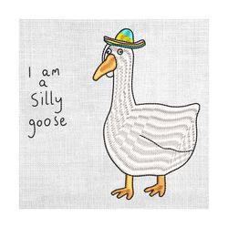 i am a silly goose funny kid duck embroidery