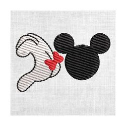 mickey head hand make love couple matching embroidery