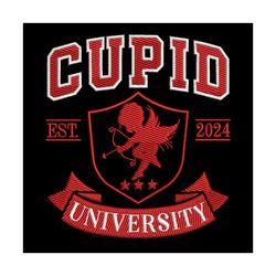 cupid university est 2024 logo design embroidery