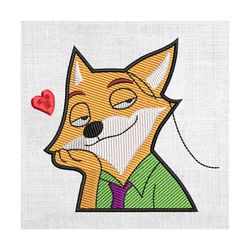 nick wilde zootopia love couple valentine embroidery