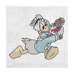 donald duck hurry for valentine day embroidery