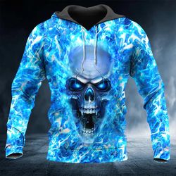 face ice skull 3d hoodie, all over print hoodie unisex