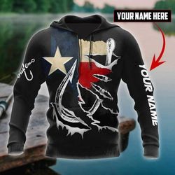 hook fishing texas flag fishing hoodie 3d, personal all over print hoodie unisex