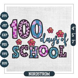 100 Days Of School Leopard Print Doodle Embroidery