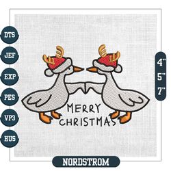 Funny Silly Goose Merry Christmas Embroidery