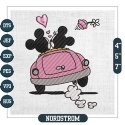 mickey and minnie love car valentine embroidery