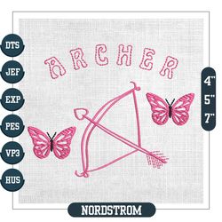 archer butterfly cupid bow pink valentine embroidery