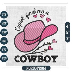 cupid find me a cowboy hat valentine embroidery