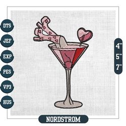 high heel martini glass cocktail valentine embroidery
