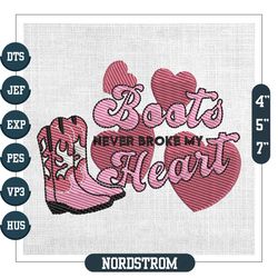 boots never broke my hearts valentine embroidery