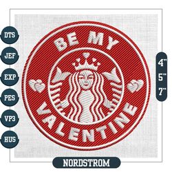 be my valentine starbuck coffee logo embroidery