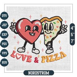 love and pizza valentine day embroidery
