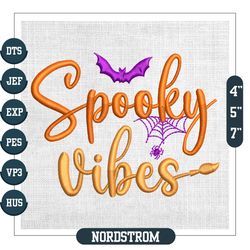 spooky vibes bat halloween night embroidery