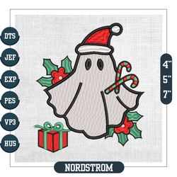 boo ghost christmas day candy cane embroidery