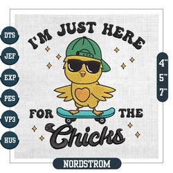 i'm just here for the chicks skateboarding easter embroidery