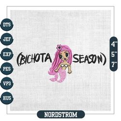 bichota season karol g pink hair mermaid embroidery