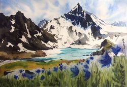 watercolor the spring mountains