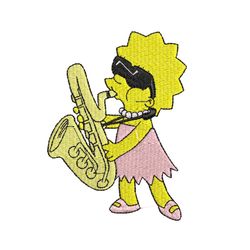 the simpsons lisas sax embroidery png