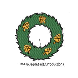 chipmunks christmas acorns wreath embroidery png