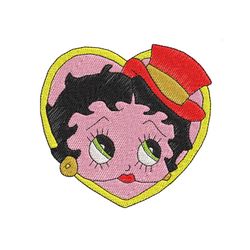 heart betty boop wearing hat love machine embroidery png