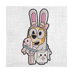 bunny bingo school girl easter egg hunting embroidery