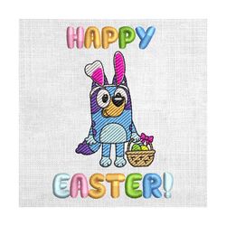 happy easter eggs hunting bluey bunny embroidery