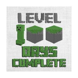 level 100 days of school complete minecraft embroidery
