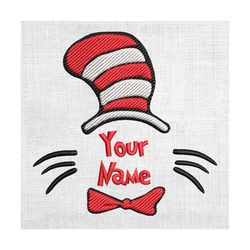 the cat in the hat dr seuss monogram name embroidery