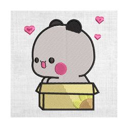 cute panda in the box couple matching embroidery