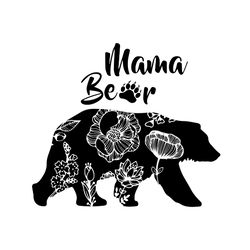 mama bear floral mother day paw svg