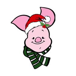 piglet christmas day santa hat svg