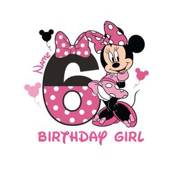 minnie happy 6th custom name birthday girl svg